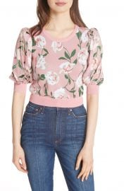 Alice   Olivia Brandy Floral Puff Crop Sweater   Nordstrom at Nordstrom